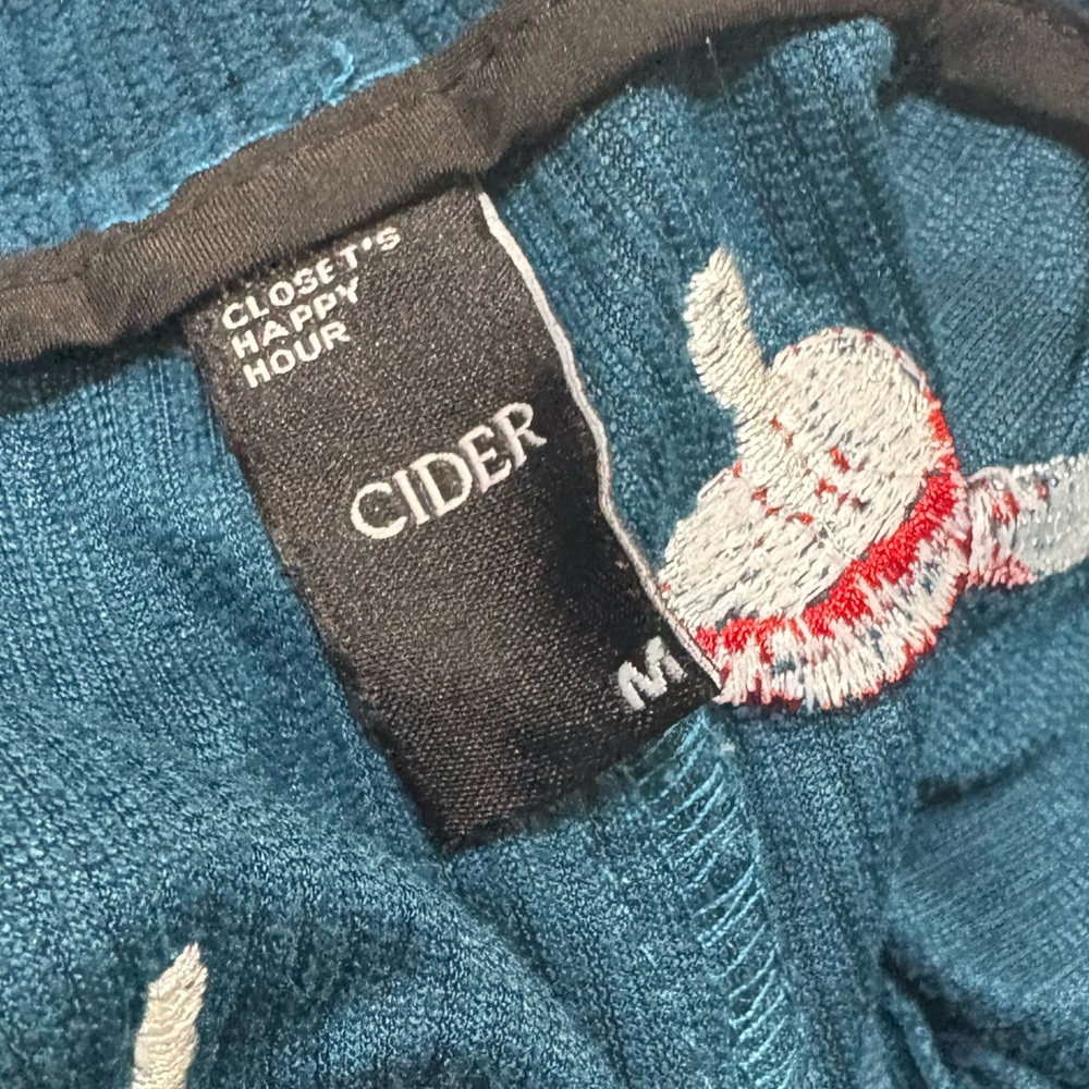 Cider Navy Blue Mushroom Embroidered Corduroy Overalls Jumpsuit - Picture 10 of 13